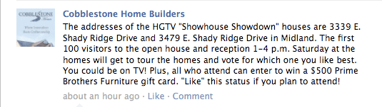 Cobblestone Home Builders Announces Location of HGTV Showhouse Showdown