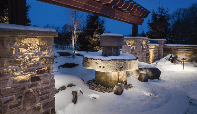Winter water feature lighting